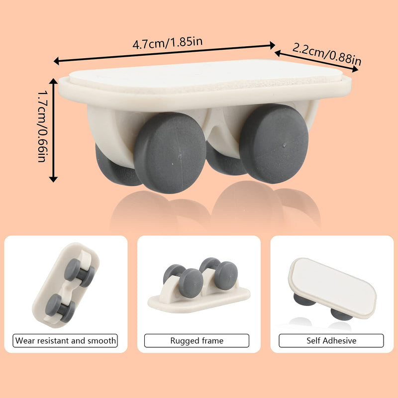 SAVITA 8 Pieces Adhesive Wheels Small Self Adhesive Mini Casters Sticky Plastic Carton Wheels for Furniture Bins Cart Desk Ottoman Storage Container Upto 17.5lb (White, One Way Wheel)