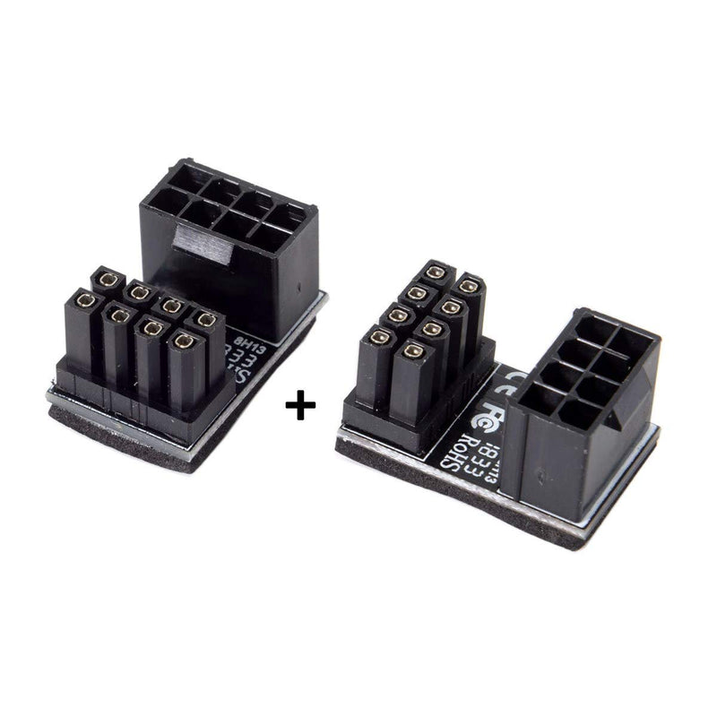 CY ATX 8Pin Female to 8pin Male 180 Degree Angled Adapter for Desktops Graphics Card 8PIN-8PIN*2