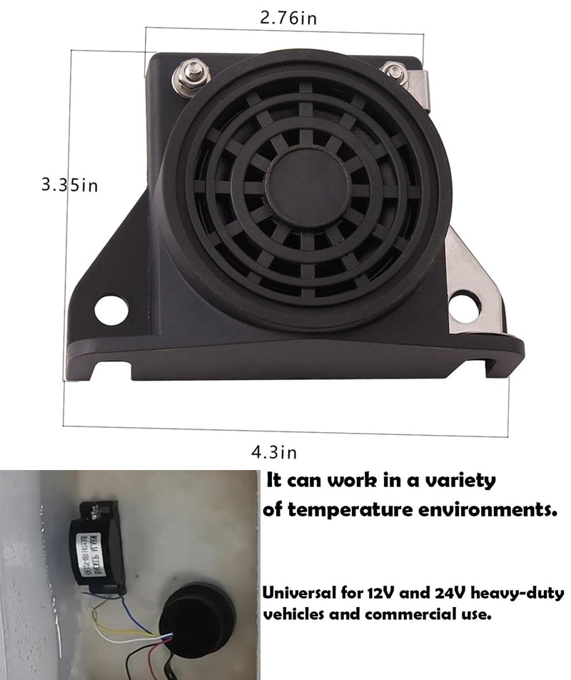 banhao Car Back-up Alarm, 107dB 12V-48V DC Waterproof Industrial Heavy-Duty Backup Reverse Warning Alarm with Super Loud Beeper Tone for Truck Van Freight Car Lorry Heavy Vehicles Square alarm horn