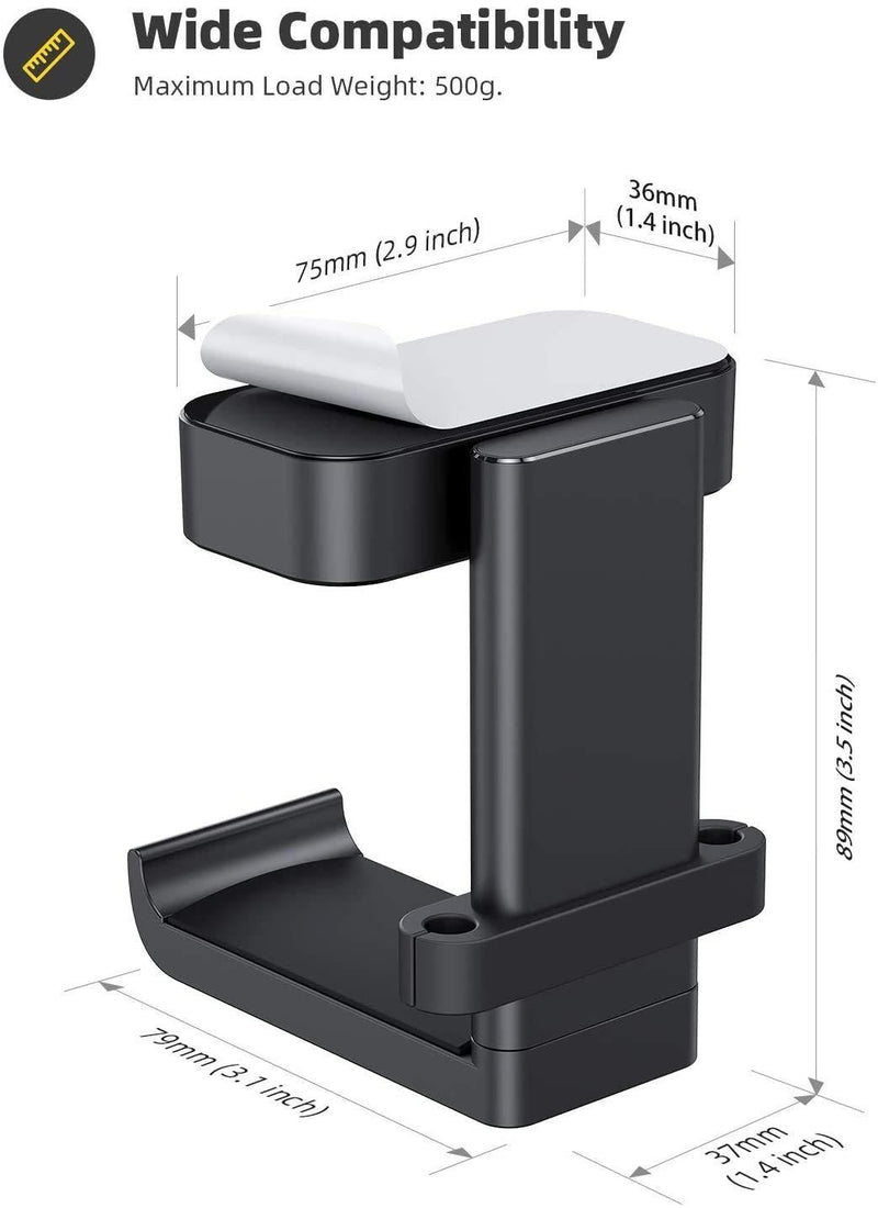 Lamicall Headphone Stand, Headset Hanger - 360 Degree Rotation Earphone Hook Holder Mount, Table Headphone Stand with Cable Organizer, Gaming Headset Clamp for HyperX, Razer, Sony, Sennheiser - Black Black General