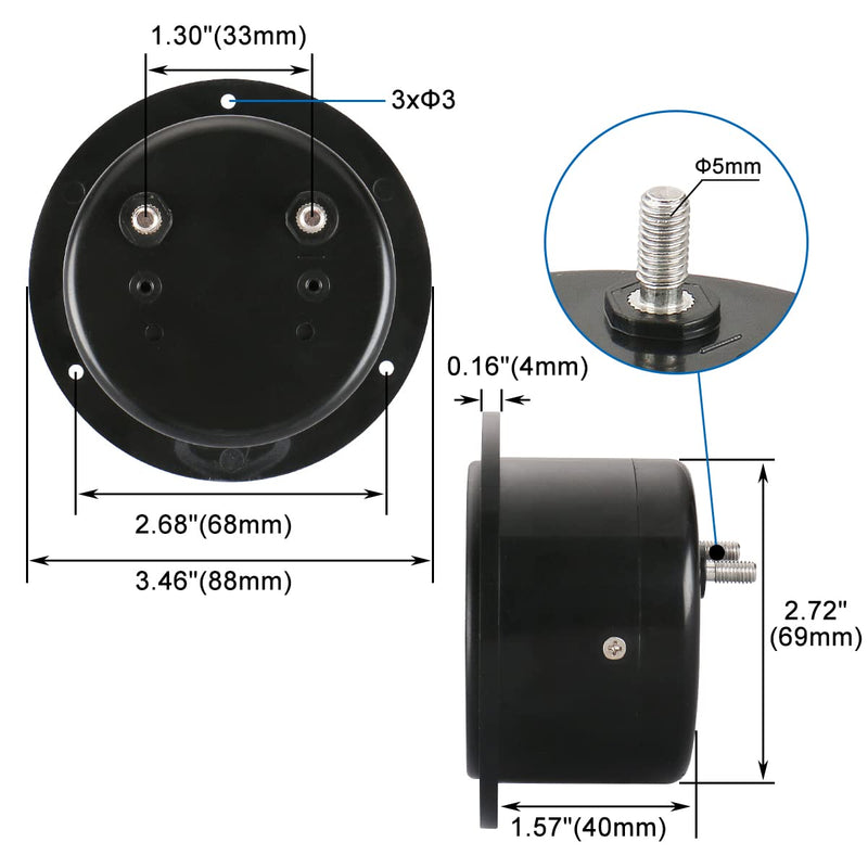 Baomain Ammeter 65C5 Ampere Panel Meter Analog Ammeter Built-In Shunt DC 0-10 A Class 2.5 CE