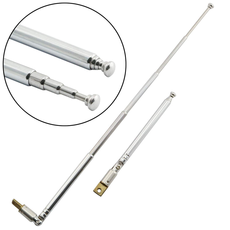 RuiLing 2-Pack 5 Section Stainless Steel AM FM Radio Antenna Replacement Telescopic Universal Aerial for TV Electronic Equipment,Stretch Length 9" (23cm)