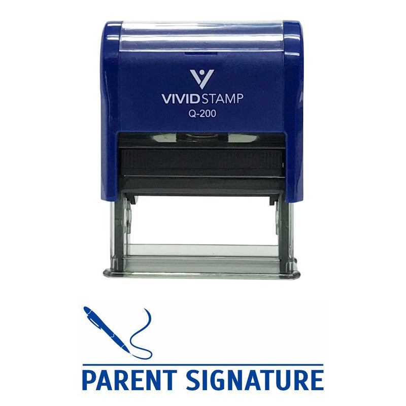 Parent Signature Teacher Self Inking Rubber Stamp (Blue Ink) - Medium