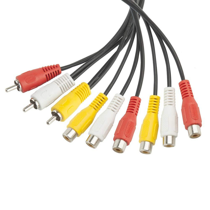 TENINYU 3 RCA Cable Splitter, 3 RCA Male to 6 RCA Female Plug AV Splitter Audio Video Adapter Cable 12inch