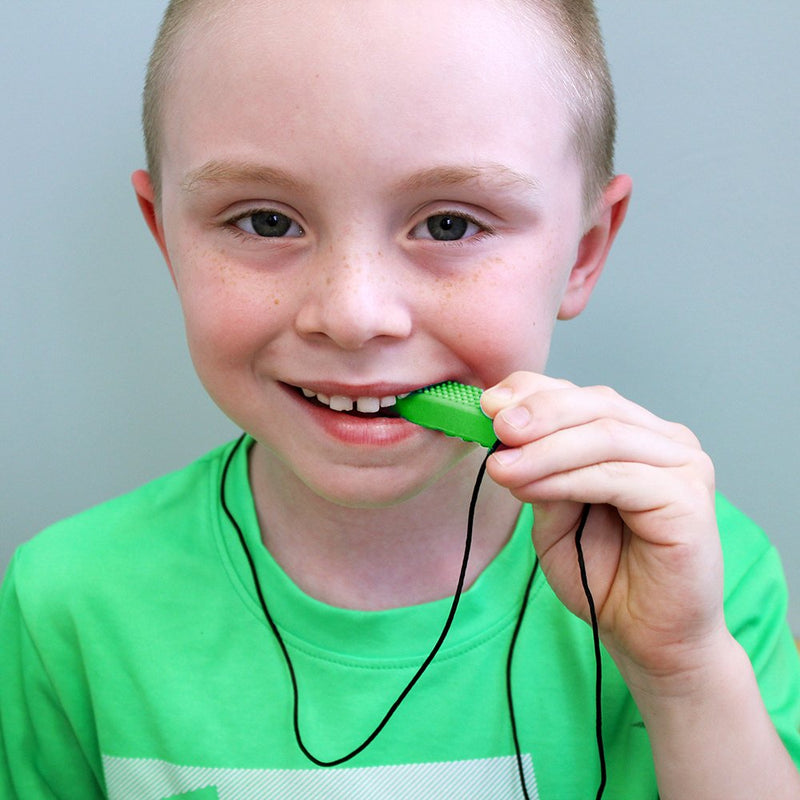ARK's Brick Stick™ Textured Chew Necklace Made in The USA (Lime Green, Firm)