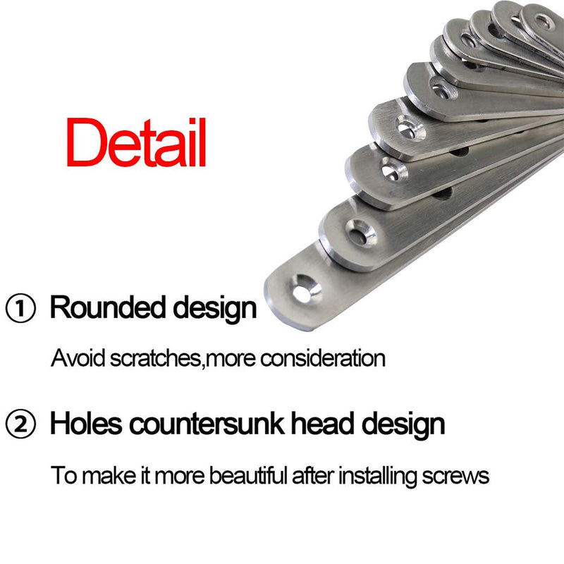Boeray 10 pcs 156mm / 6.1" Length 6 Hole Stainless Steel Straight Corner Brackets Flat Fixing Mending Brace Plates with Fixing Screws 156mm-10pcs