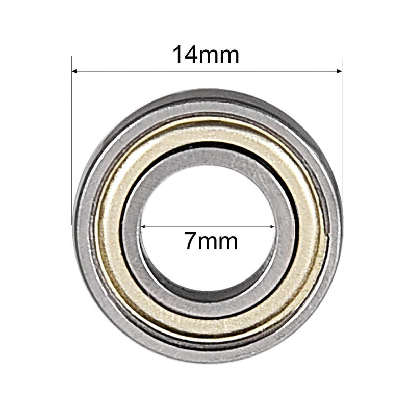 uxcell 687ZZ Ball Bearing 7mm x 14mm x 5mm Double Shielded 687-2Z Deep Groove Bearings, Carbon Steel (Pack of 4) 7mmx14mmx5mm
