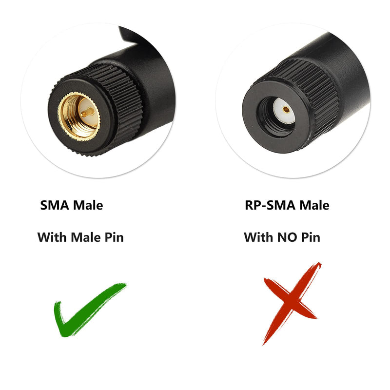 Eightwood 2.4GHz 5GHz Dual Band WiFi Antenna 9dBi Omni SMA Male Antenna for Backup Camera, Security Camera, FPV Drone, ISM, Smart Home Devices 1 pack