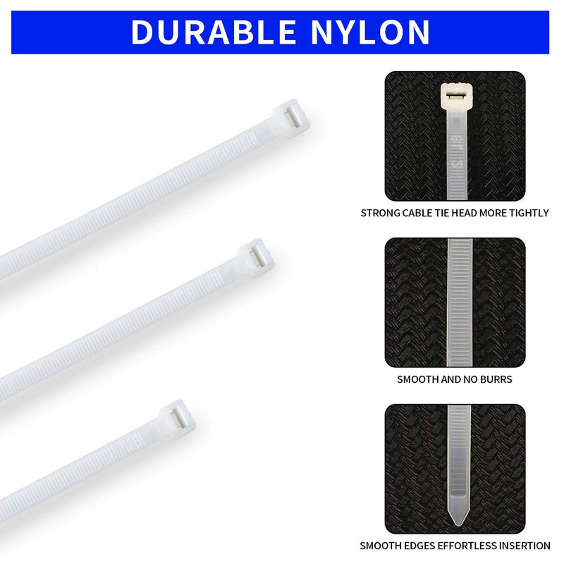 200 Pack Bulk KOOWIN Small 4 inch Nylon Plastic Cable Zip Ties Wire Wraps White 4 inch 18 lb (200 pcs)