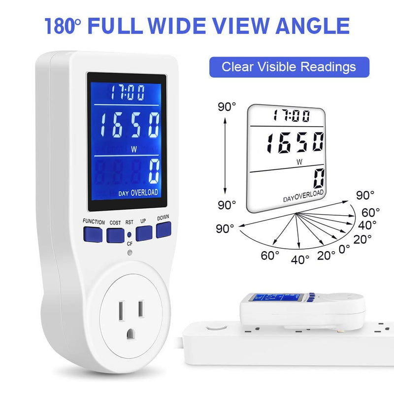 YOUTHINK Electricity Usage Monitor, Plug in Power Consumption Meter Home Energy Consumption Analyzer with Digital LCD Display Overload Protection Watt Volt Amps Wattage KWH
