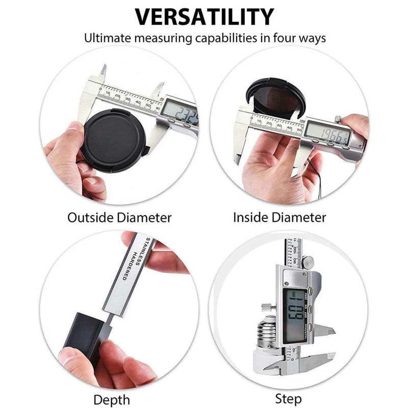 EZT 150mm Electronic Digital Caliper with Stainless Steel Body and Waterproof Protection Design, Auto Off Featured Vernier Caliper (6‘’Stainless Steel) A003