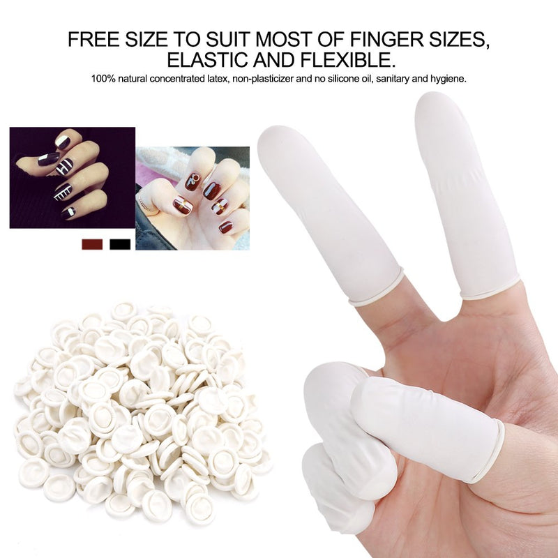 300pcs Disposable Latex Finger Cots Anti Static Finger Protective Cots for Tattoo Makeup Nail Art Foot Massage Lip Bleaching