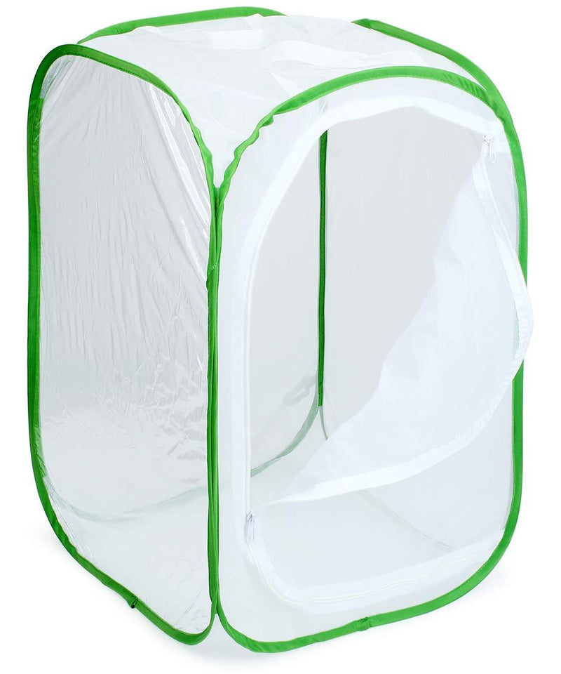 RESTCLOUD Insect and Butterfly Habitat Cage Terrarium Pop-up 23.6 Inches Tall 1 White With Green 15.7 x 15.7 x 23.6 inches