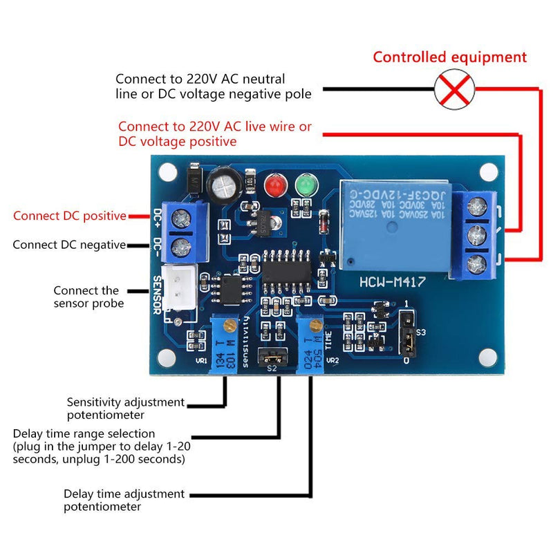 Light Control Switch Relay, XH-M131 Photosensitive Relay Module, Controlled Delay Light Induction Adjustable Switch Photoresistor Relay Module (12V)