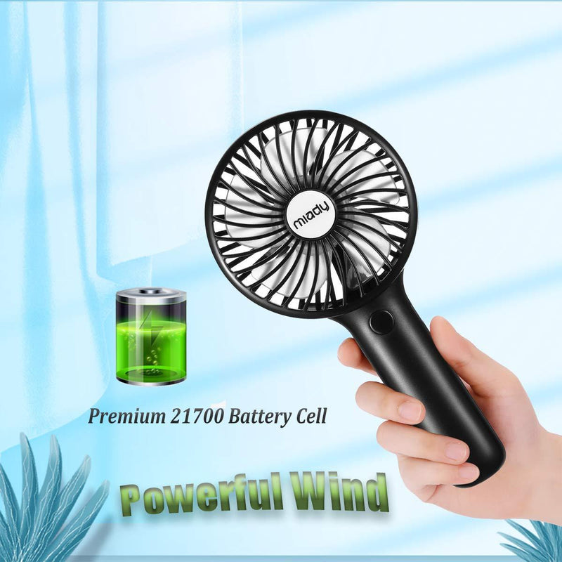 2-Pack Upgraded 5000mAh Portable Handheld Fan 3 Speed Mini USB Strong Wind 7-20 Hours Runtime Personal Electric Small Fan for Travel Office Outdoor Black+white