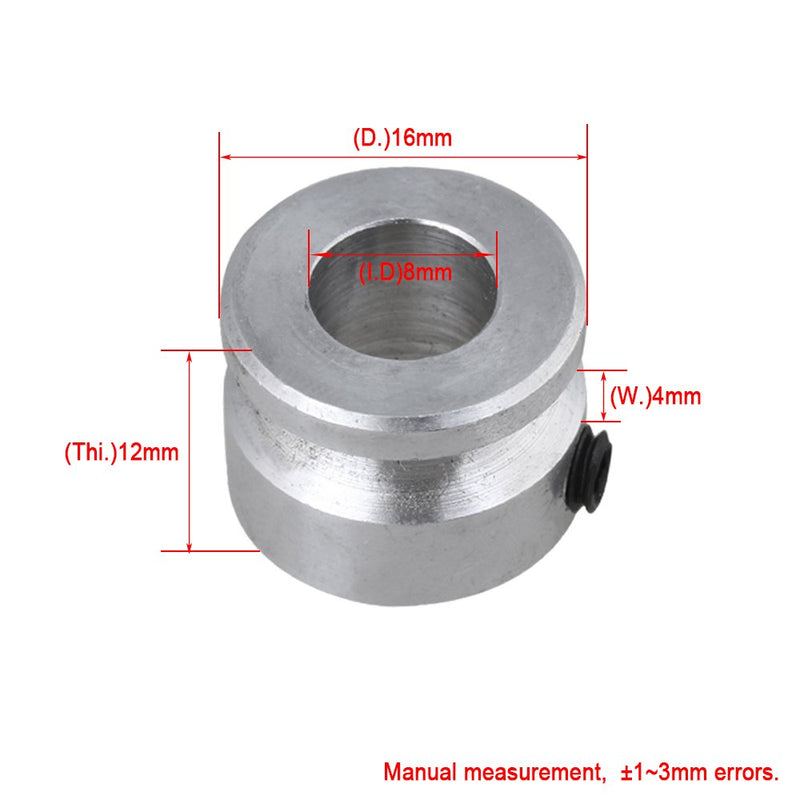 CNBTR Aluminum D16x8mm Single Slot Groove Pulley Bore 8mm Belt width 4mm with Wrench Fixed Screw for Motor Shaft Round Belt