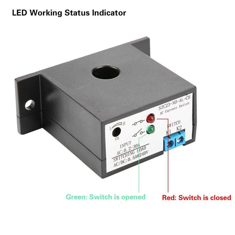 Current Sensing Switch, Normally Open Current Sensing Switch Adjustable AC 0.2-30A SZC23-NO-AL-CH