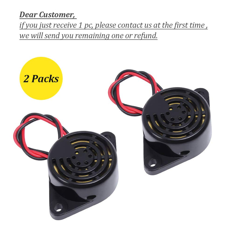 2 PCS Buzzer Alarm Electronic Beep Buzzer DC 3V 12V 24V Active Piezo Buzzer 100dB Tone Alarm Ringer Continous Sound DC 12V 100dB