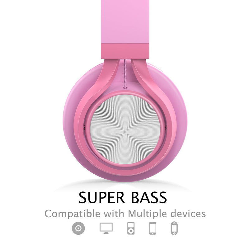 AILIHEN C8 Girls Wired Headphones with Microphone and Volume Control Folding Lightweight Headset for Cellphones Tablets Smartphones Chromebook Laptop Computer PC Mp3/4 (Pink) Pink