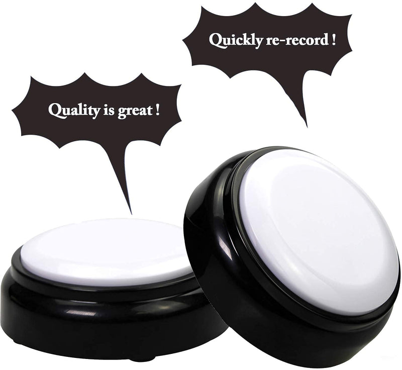 Voice Recording Button, Recordable Button Buzzer Talking Button Record Sound Box 30 Seconds Recording Press Buttons for Dogs, Funny Gift for Study Office Home
