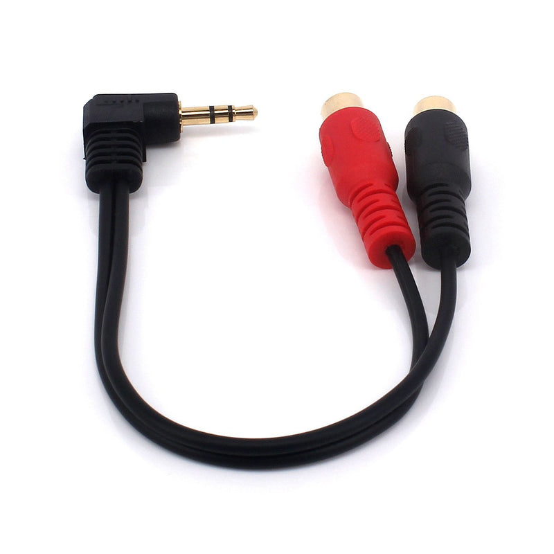 Qaoquda 3.5mm to 2RCA Adapter Cable,8 Inch Gold Plated 90 Degree Right-Angled 1/8" TRS Stereo Male to Dual RCA Female Y Splitter Adapter Cable(3.5M/2RCAF)