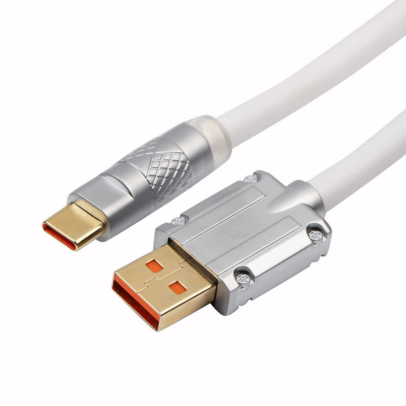 EPOMAKER Puff Aviator Coiled USB Cable, Type C Detachable Mechanical Gaming Keyboard Cable for Mac/Win/Gamers（Puff White） Puff White