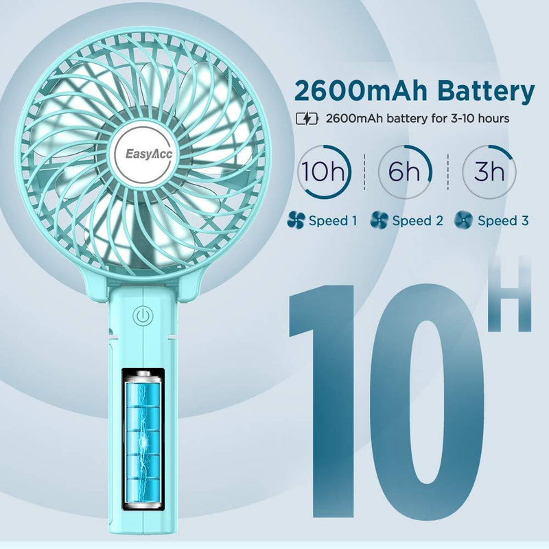 Mini Handheld Fan, EasyAcc Personal Cooling Fan Lifetime Warranty Personal Battery Fan USB Desk Fan Small Folding Portable Table Fan Rechargeablefor Travel Office Room Household Green 2600mAh Battery