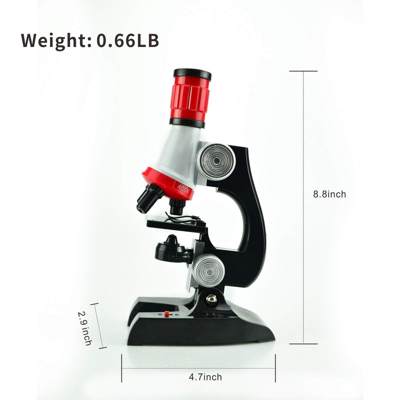 Science Kits for Kids Beginner Microscope with LED 100X 400X and 1200X-Include Sample Prepared Slides 12pc- Educational Toy Birthday Valentine's Day Gift