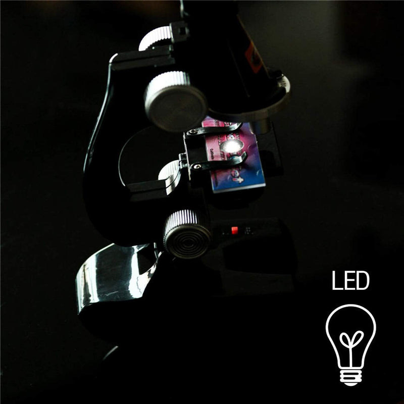 Science Kits for Kids Beginner Microscope with LED 100X 400X and 1200X-Include Sample Prepared Slides 12pc- Educational Toy Birthday Valentine's Day Gift