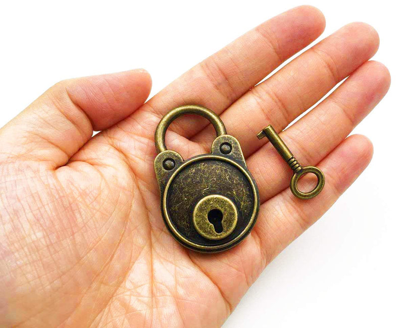 Hyamass 3pcs Vintage Antique Style Mini Archaize Padlocks Key Lock with Keys (Bronze) Bronze