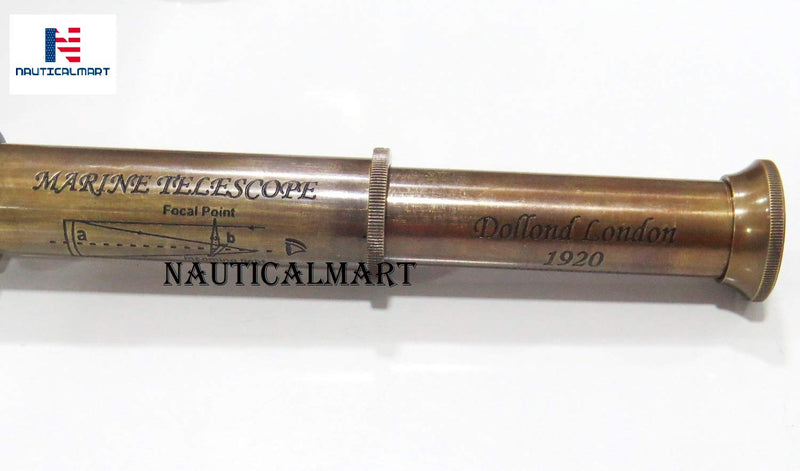 Brass Nautical Antique Working Telescope/Spyglass Replica in Leather Box, with Glass Optics, Extendable to 16 inches, Made of Pure Brass, Decorative Kids Scope