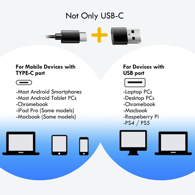 USB C Earbuds Headphones with Mic & Type-C Plug, HiFi Earphones Deep Bass, Compatible with Most Type C Mobile Devices, with USB C to USB Adapter for Computers, CGS-W1A