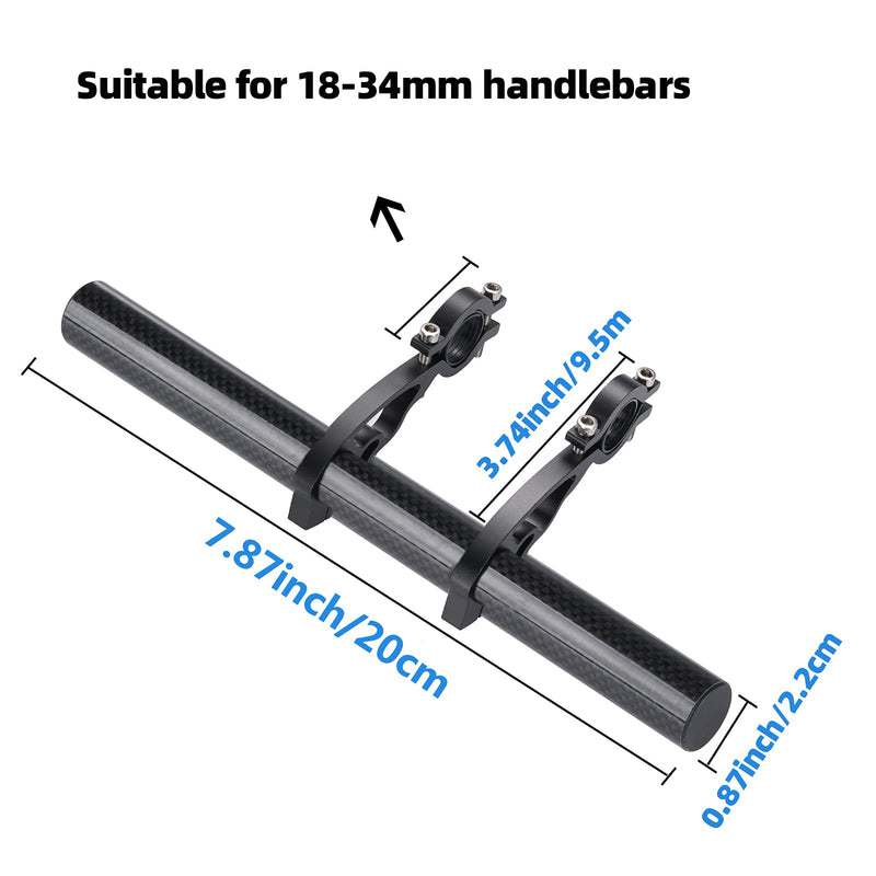 Yizhet Bike Handlebar Extender, Bicycle Handlebar Extension Lightweight Durable Double Bike Handlebar Bracket for Holding Bicycle Speedometer, GPS, Phone Mount Holder Carbon Tube 20cm