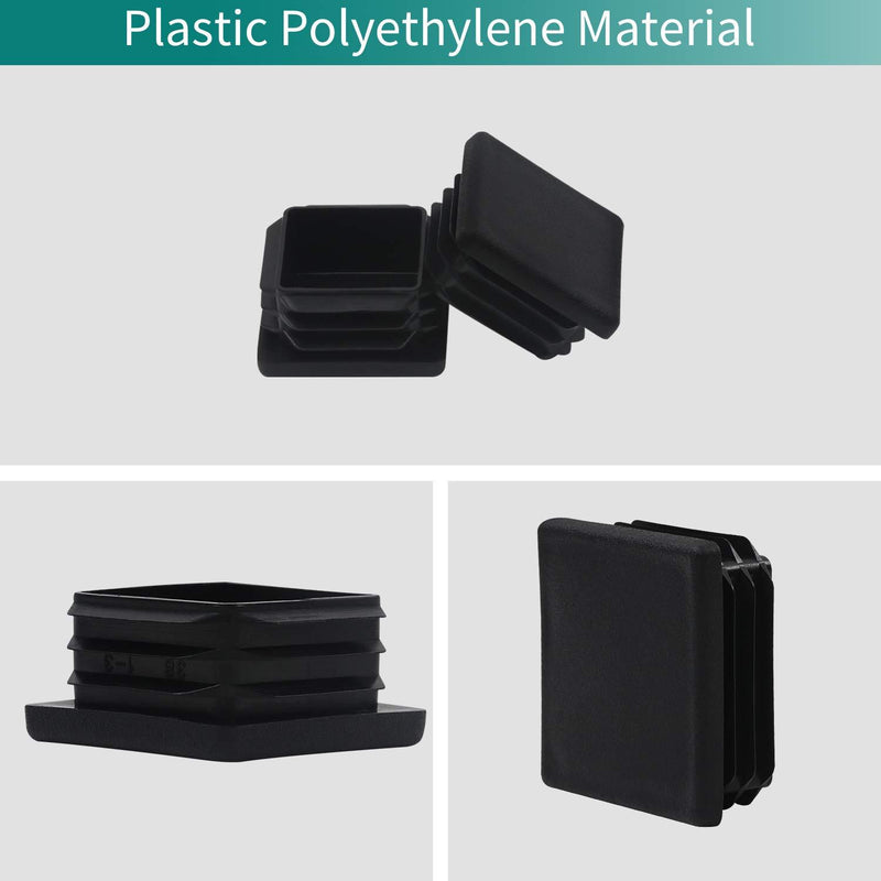 2 2X2 Inch Square Plastic Plug Tubing End Cap 10 Pack, 2" 2"X 2" Black Square Tube End Cap Fence Post Pipe Cover Tubing Insert Chair Glide Finishing Plug