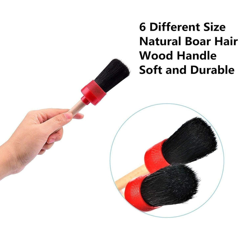Nurkul 11 Pieces Auto Detailing Brush Set for Cleaning Wheels, Interior, Exterior, Leather, Including 6 pcs Premium Detail Brush (Black), 3 pcs Wire Brush and 2 pcs Automotive Air Conditioner Brush