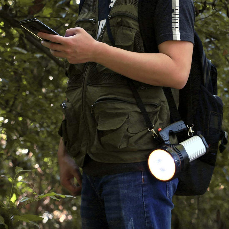 CSNDICE 35W Rechargeable Handheld Flashlights- High Lumens Spotlight 9000 Lumens, IPX45 Waterproof Rechargeable Spotlight USB Output 6600mAh, Can be Used for Home and Outdoor use Silver