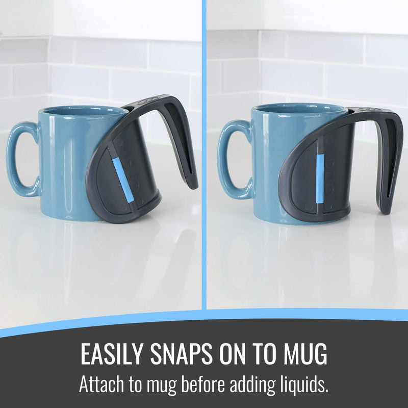 HealthSmart DUO Beverage Grip Handle for Mugs, Glasses and Bottles, Protects Hands from Hot Mug Surfaces, Blue, 0.5 Pound