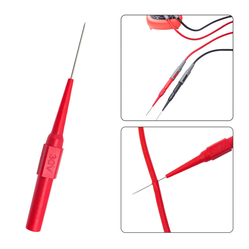 Peakelect 10PCS Insulated Wire Piercing Probe Automotive Back Probe Non-Destructive Multimeter Puncture Test Probe 0.7mm Needle Pin with 4mm Banana Socket, Red Black
