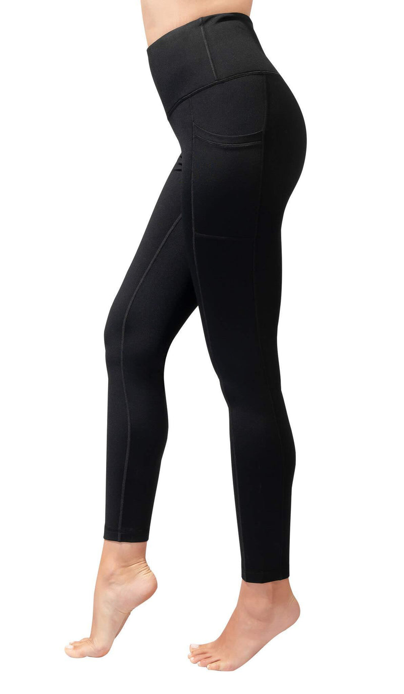 90 Degree By Reflex High Waist Fleece Lined Leggings - Yoga Pants X-Small Black With Pocket