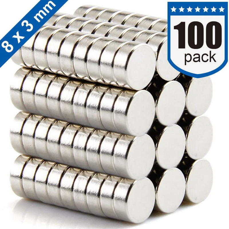 DIYMAG Small Refrigerator Magnets, 100Pcs Tiny Magnets Round Magnets for Crafts, Premium Brushed Nickel Fridge Magnets, Office Magnets- Come with a Storage Case 8x3-100p