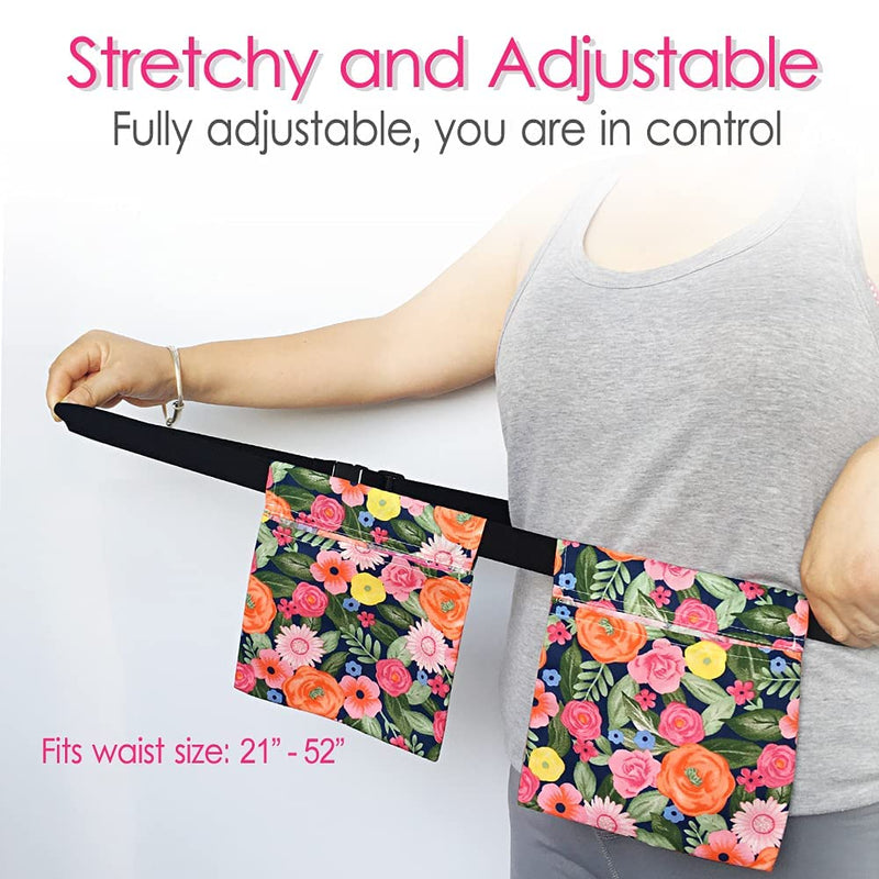 Heal n Hope Mastectomy Drain Belt Drainage Pouch Floral Print Holder Adjustable for JP Bulbs Breast Cancer Post Surgery Reconstruction Abdominal Tummy Tuck Recovery Surgical Pocket Cute Flower