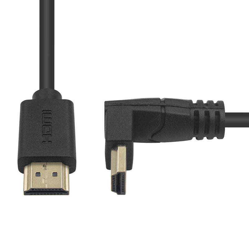 Poyiccot HDMI 2.0 Male to Male Cable 90 Degree, 2 Feet / 60cm HDMI Male to Male Downward Angle Cable 60Hz, 4K 2K Gold Plated High Speed (M/M Down)