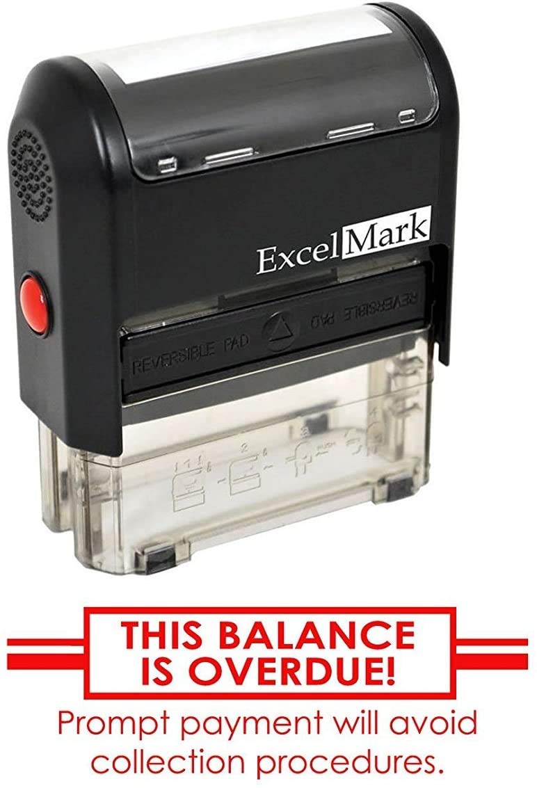 This Balance is OVERDUE - Self Inking Bill Collection Stamp in Red Ink