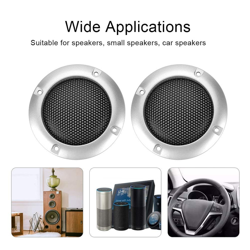 Zopsc 2PCS Compact Stereo Speaker Mesh Cover 2 inch Elegant Shatter Resistant Decorative Steel Mesh Circle Car Speaker Protective Cover (Plus 4 Screws)(Sliver) Sliver