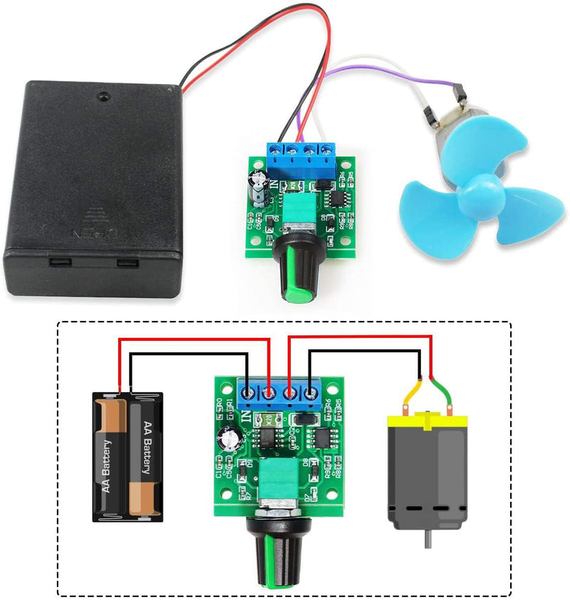Gebildet 4pcs PWM Low Voltage Motor Speed Controller DC 1.8V/3V/5V/6V/12V 2A 1803BK 1803B Adjustable Driver Switch with Speed Controller Green-e840