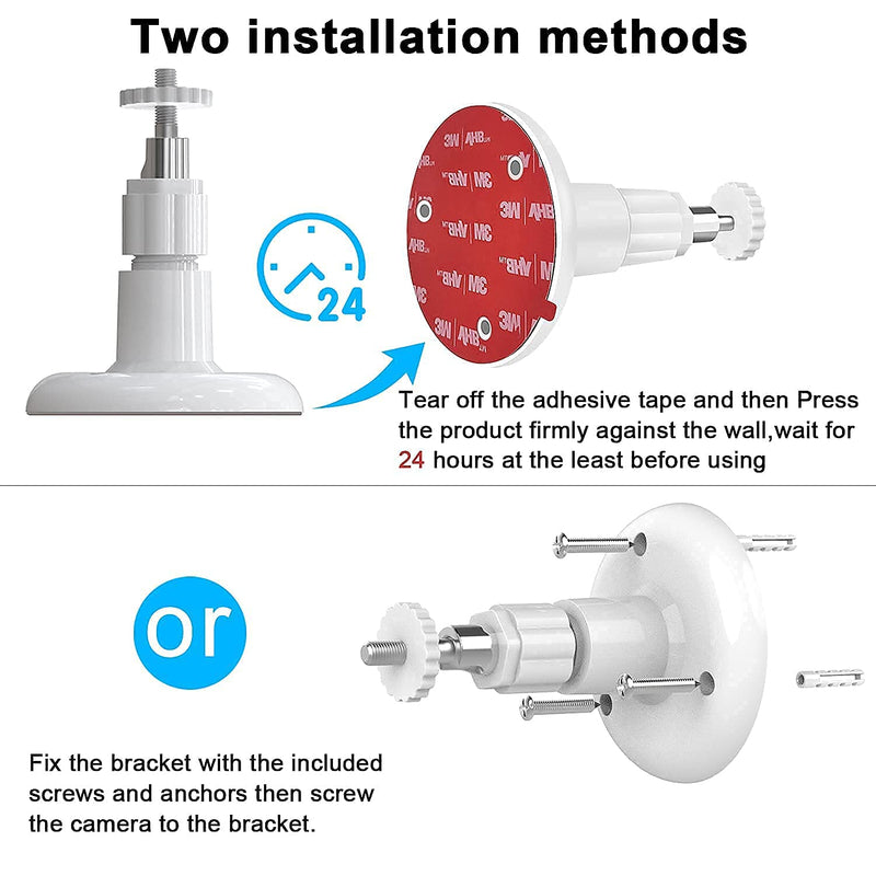 2 Pack Adhesive Wall Mount Compatible with Ring Stick Up Cam Wired/Battery and Ring Indoor Cam HD Security Camera,360 Degree Adjustable screwless Mounting Bracket White
