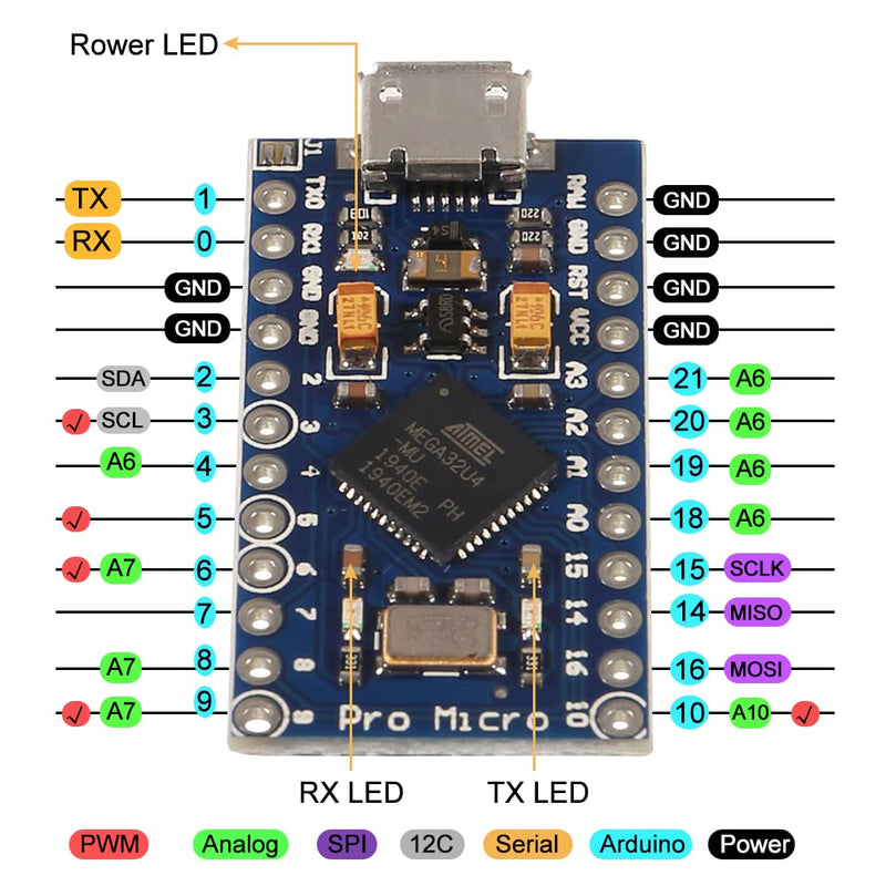 AITRIP 4PCS Pro Micro Atmega32U4 5V 16MHz Bootloadered IDE Micro USB Pro Micro Development Board Microcontroller Compatible with Pro Micro Serial Connection with Pin Header