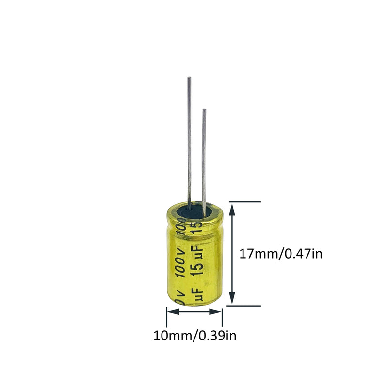 Cermant 10Pcs 15uf 100V Non-Polarized Electrolytic Capacitor 10x17mm(0.39x0.67in) NP Capacitor for Audio Tweeter Frequency Divider Capacitor