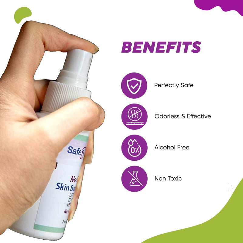 Safe n' Simple No Sting Barrier Film Spray, Odor-Free Pre Tape Spray, No-Alcohol Skin Prep Spray, 2 Ounce Spray Bottle, (SNS80792)