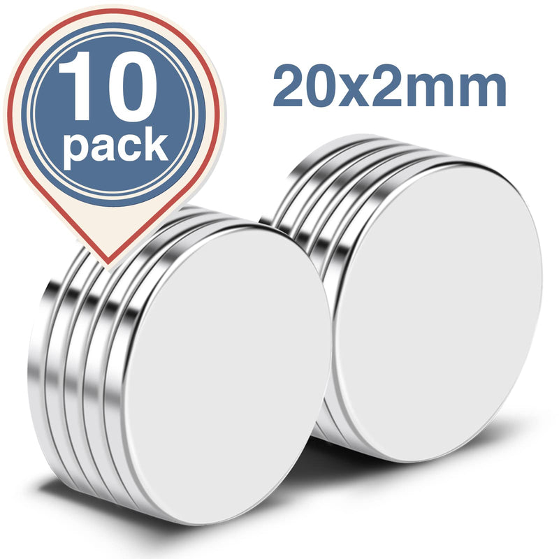 TRYMAG Magnets, 10Pcs Strong Neodymium Magnets for Crafts, Heavy Duty Magnets Small Round Refrigerator Magnets for Office, Whiteboard, Dry Erase Board Cabinets - 0.79 x 0.08 Inch 0.79x0.08inch-10Pcs